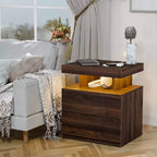 Hommpa Moderner LED Nachttisch mit kabelloser Ladestation & 2 Schubladen