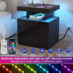 Hommpa Moderner LED Nachttisch mit kabelloser Ladestation & 2 Schubladen