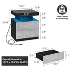Hommpa Moderner LED Nachttisch mit kabelloser Ladestation & 2 Schubladen