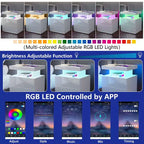 Hommpa Moderner LED Nachttisch mit kabelloser Ladestation & 2 Schubladen