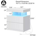 Hommpa Moderner LED Nachttisch mit kabelloser Ladestation & 2 Schubladen