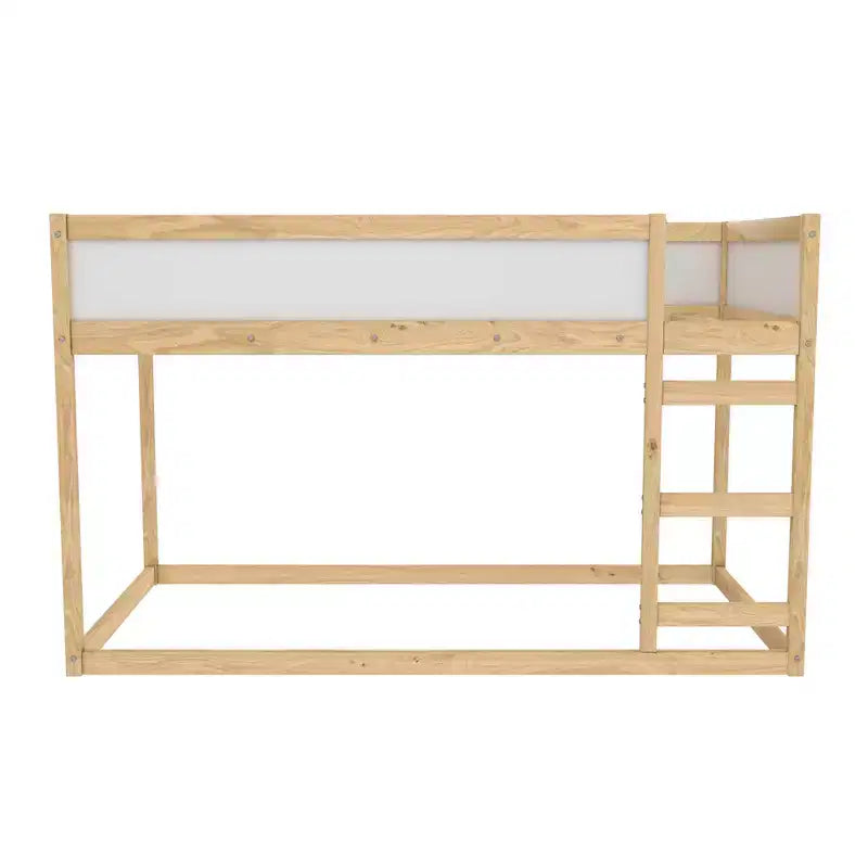 Max & Finn Saffiano Convertible 3-in-1 Kids Bed, Natural/White