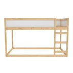 Max & Finn Saffiano Convertible 3-in-1 Kids Bed, Natural/White