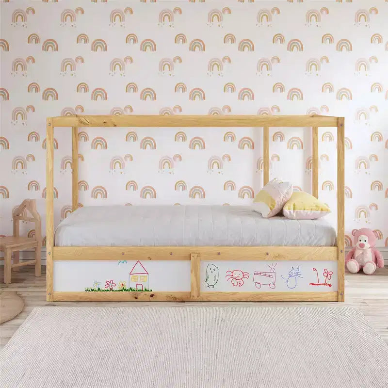 Max & Finn Saffiano umwandelbares 3-in-1 Kinderbett, Natur/Weiß