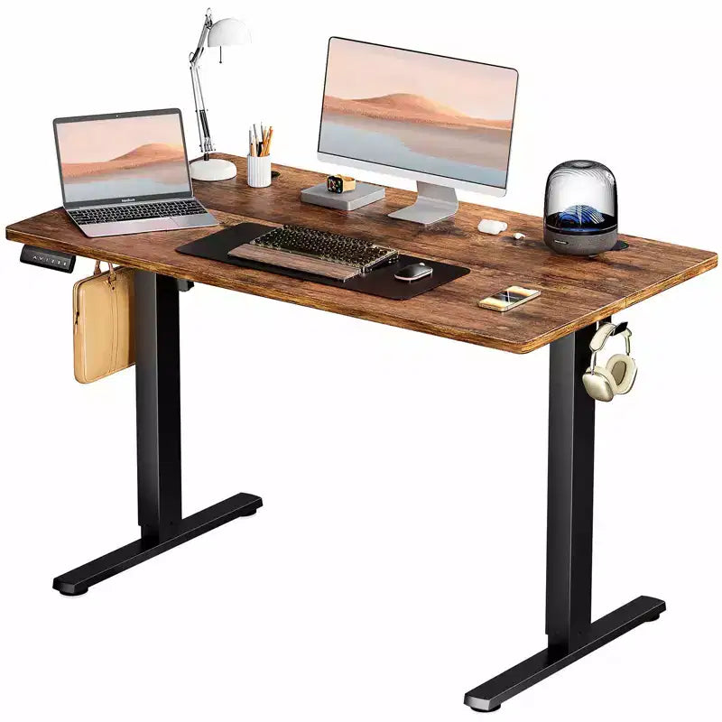 Ergonomic Height Adjustable Table with T-Shaped Metal Bracket Modern Computer Workstations