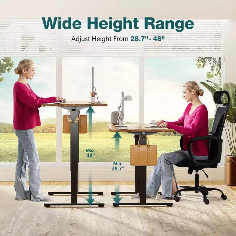 Ergonomisch höhenverstellbarer Tisch mit T-förmiger Metallhalterung Moderne Computerarbeitsplätze