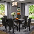 HomeStock DUEN7-BLK-69 7Pc Rectangular Dining Table And Six Chair Black