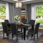 HomeStock DUEN7-BLK-69 7Pc Rectangular Dining Table And Six Chair Black