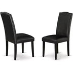 HomeStock DUEN7-BLK-69 7-teiliger rechteckiger Esstisch und sechs Stühle schwarz