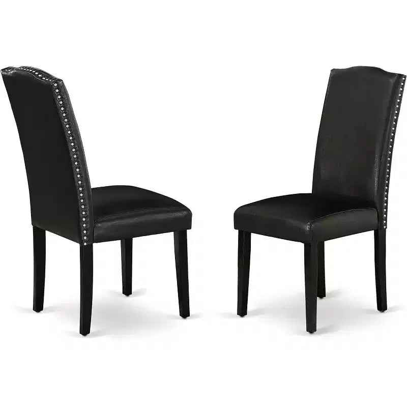 HomeStock DUEN7-BLK-69 7-teiliger rechteckiger Esstisch und sechs Stühle schwarz