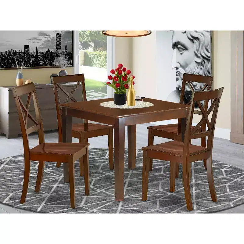 HomeStock 5 Piece Square Dining Table Set Modern Style 36x36