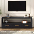 74W TV Stand TV Console Storage Cabinet Entertainment Center Sideboard with 3 Drawers and Open Shelf, Brown/Black/Gray- Christopher Knight Home