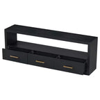 74 Zoll TV-Ständer TV-Konsole Aufbewahrungsschrank Entertainment Center Sideboard mit 3 Schubladen und offenem Regal, Braun/Schwarz/Grau – Christopher Knight Home