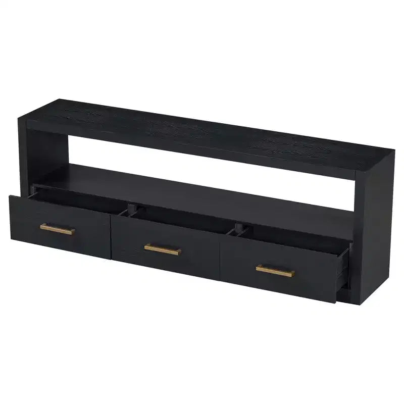 74 Zoll TV-Ständer TV-Konsole Aufbewahrungsschrank Entertainment Center Sideboard mit 3 Schubladen und offenem Regal, Braun/Schwarz/Grau – Christopher Knight Home