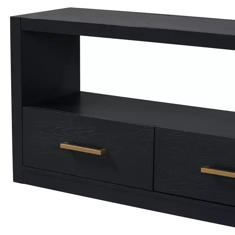 74 Zoll TV-Ständer TV-Konsole Aufbewahrungsschrank Entertainment Center Sideboard mit 3 Schubladen und offenem Regal, Braun/Schwarz/Grau – Christopher Knight Home