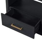 74 Zoll TV-Ständer TV-Konsole Aufbewahrungsschrank Entertainment Center Sideboard mit 3 Schubladen und offenem Regal, Braun/Schwarz/Grau – Christopher Knight Home