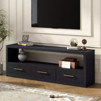 74 Zoll TV-Ständer TV-Konsole Aufbewahrungsschrank Entertainment Center Sideboard mit 3 Schubladen und offenem Regal, Braun/Schwarz/Grau – Christopher Knight Home
