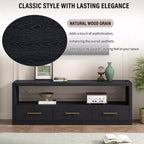 74 Zoll TV-Ständer TV-Konsole Aufbewahrungsschrank Entertainment Center Sideboard mit 3 Schubladen und offenem Regal, Braun/Schwarz/Grau – Christopher Knight Home