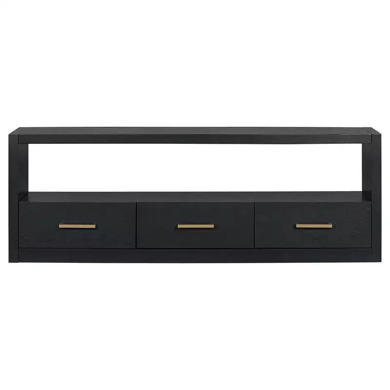 74 Zoll TV-Ständer TV-Konsole Aufbewahrungsschrank Entertainment Center Sideboard mit 3 Schubladen und offenem Regal, Braun/Schwarz/Grau – Christopher Knight Home