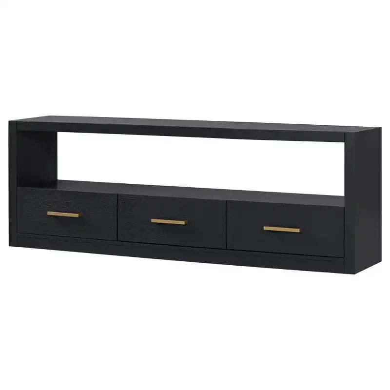 74 Zoll TV-Ständer TV-Konsole Aufbewahrungsschrank Entertainment Center Sideboard mit 3 Schubladen und offenem Regal, Braun/Schwarz/Grau – Christopher Knight Home