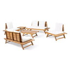 Christopher Knight Home Sedona Outdoor Acacia Wood 6 Seater Chat Set and Side Table with Cushions