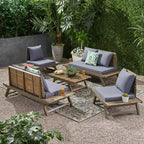 Christopher Knight Home Sedona Outdoor Akazienholz 6-Sitzer Gesprächsset mit Kissen