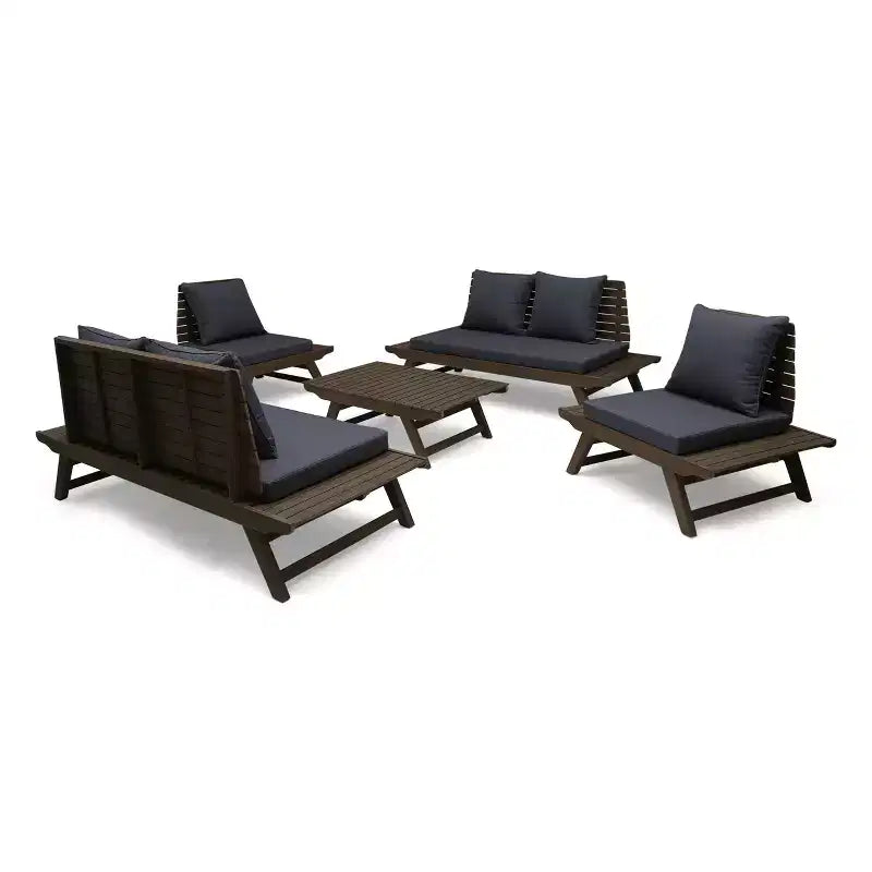 Christopher Knight Home Sedona Outdoor Akazienholz 6-Sitzer Gesprächsset mit Kissen