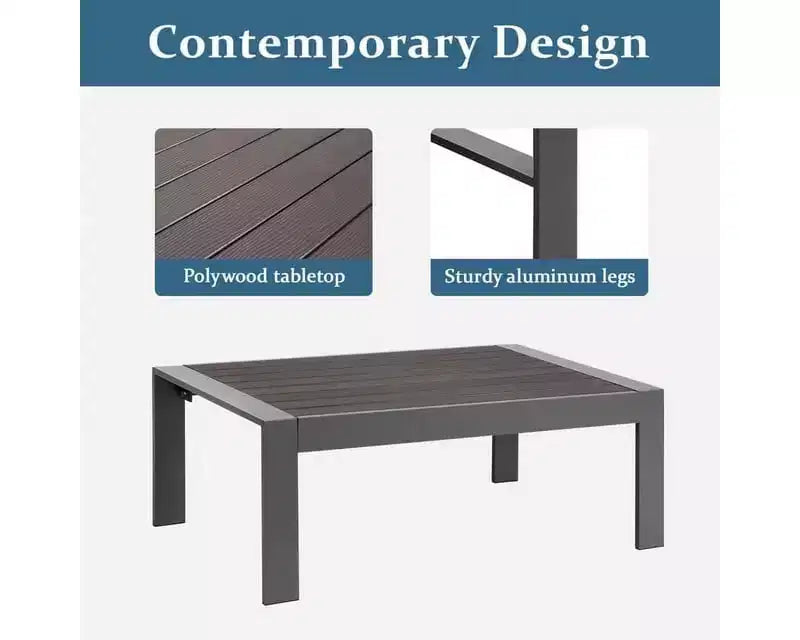 Heynemo 4-Sitzer Gartenmöbel-Set aus Aluminium, Lounge-Sofa-Sets mit Kissen, moderne Outdoor-Sessel-Sets für Veranda und Garten