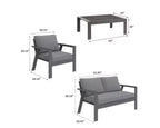 Heynemo 4-Sitzer Gartenmöbel-Set aus Aluminium, Lounge-Sofa-Sets mit Kissen, moderne Outdoor-Sessel-Sets für Veranda und Garten