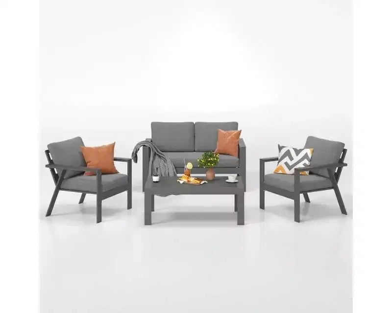 Heynemo 4-Sitzer Gartenmöbel-Set aus Aluminium, Lounge-Sofa-Sets mit Kissen, moderne Outdoor-Sessel-Sets für Veranda und Garten
