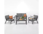 Heynemo 4-Sitzer Gartenmöbel-Set aus Aluminium, Lounge-Sofa-Sets mit Kissen, moderne Outdoor-Sessel-Sets für Veranda und Garten