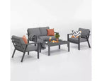 Heynemo 4-Sitzer Gartenmöbel-Set aus Aluminium, Lounge-Sofa-Sets mit Kissen, moderne Outdoor-Sessel-Sets für Veranda und Garten