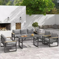 Heynemo Aluminum Patio Furniture Set, 8 Piece Outdoor Conversation Set with Dining Table, Metal Patio Furniture Set for Porch Backyard Garden