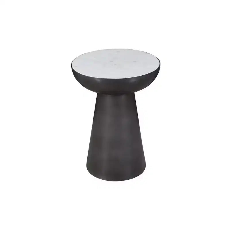 Jofran, Circularity Modern Luxury Marmor und Eisen, 15 runder Beistelltisch mit Sockel