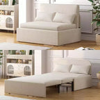 Mjkone Twin Size Sofa Bed, 2 in 1 Convertible Linen Loveseat Sleeper Sofa Couch with Cushions