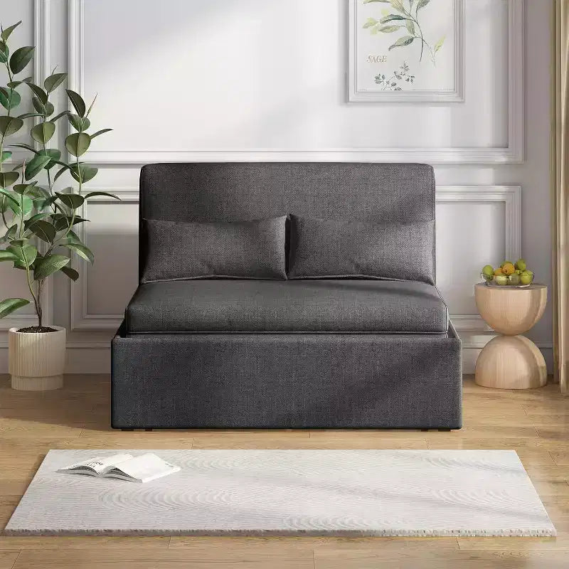 Mjkone Schlafsofa, Einzelbettgröße, 2-in-1, wandelbares Leinen-Liebesitz-Schlafsofa mit Kissen