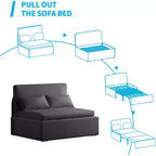 Mjkone Schlafsofa, Einzelbettgröße, 2-in-1, wandelbares Leinen-Liebesitz-Schlafsofa mit Kissen
