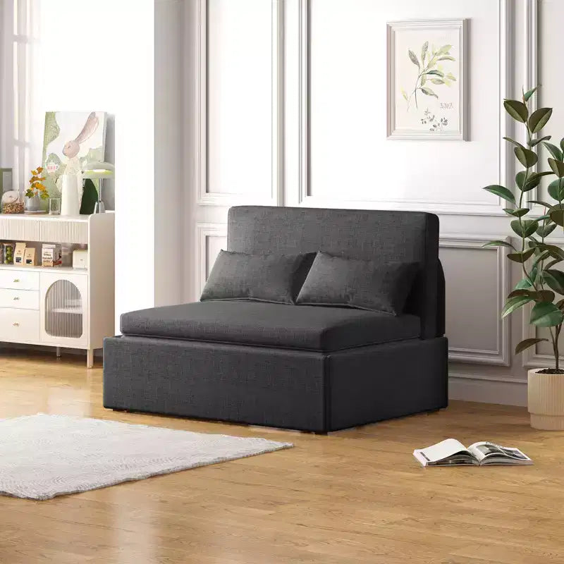 Mjkone Schlafsofa, Einzelbettgröße, 2-in-1, wandelbares Leinen-Liebesitz-Schlafsofa mit Kissen