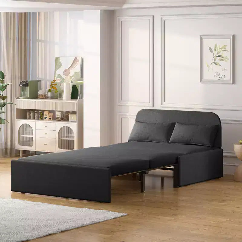 Mjkone Schlafsofa, Einzelbettgröße, 2-in-1, wandelbares Leinen-Liebesitz-Schlafsofa mit Kissen