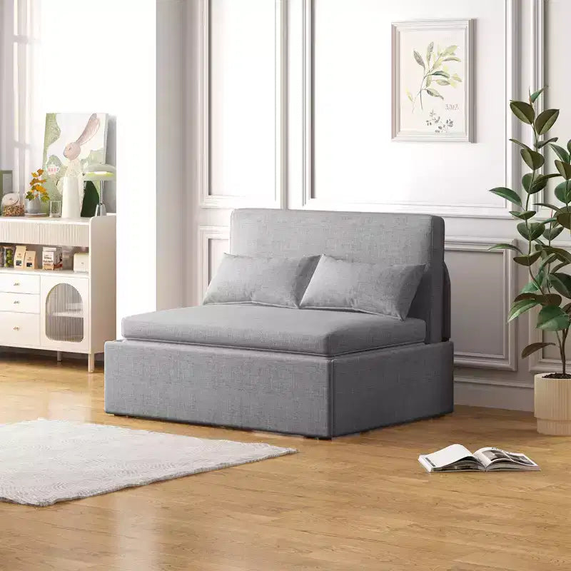 Mjkone Schlafsofa, Einzelbettgröße, 2-in-1, wandelbares Leinen-Liebesitz-Schlafsofa mit Kissen