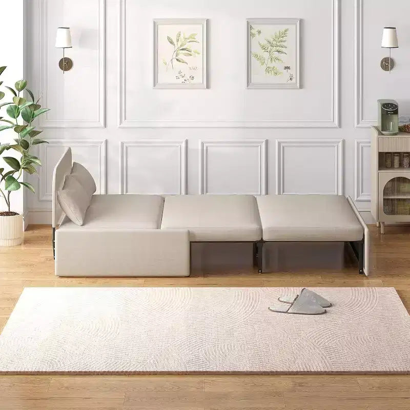Mjkone Schlafsofa, Einzelbettgröße, 2-in-1, wandelbares Leinen-Liebesitz-Schlafsofa mit Kissen