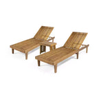 Christopher Knight Home Teresa Outdoor Akazienholz 3-teiliges verstellbares Chaise Lounge Gesprächsset
