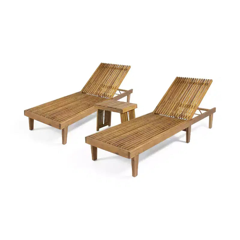Christopher Knight Home Teresa Outdoor Akazienholz 3-teiliges verstellbares Chaise Lounge Gesprächsset