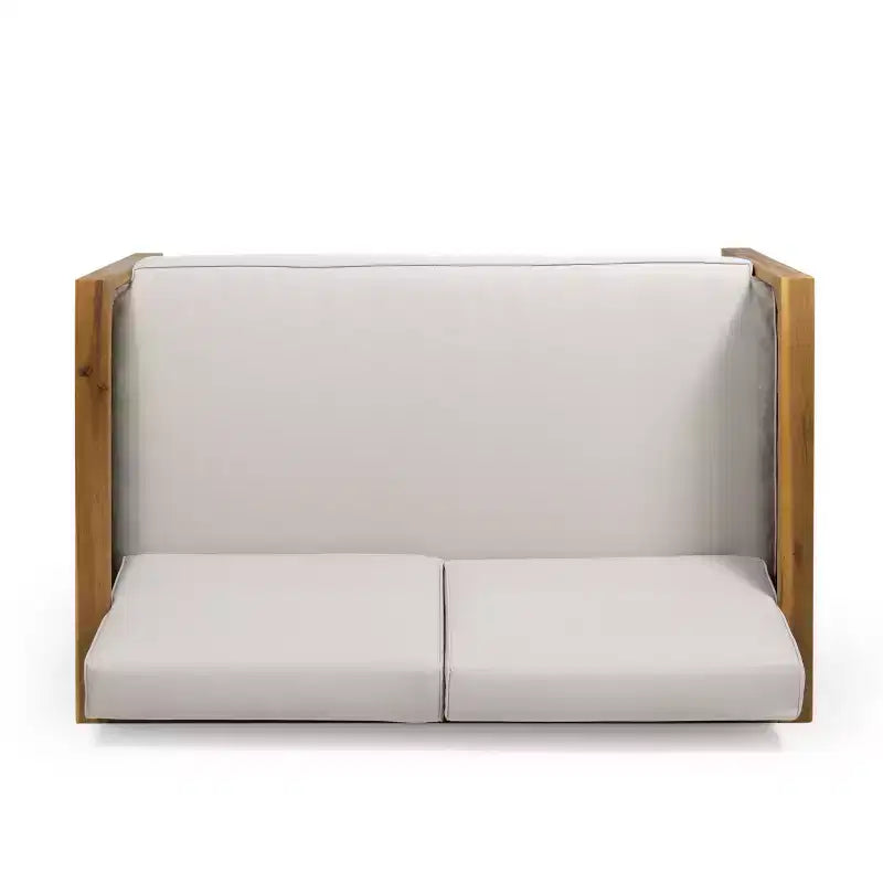 Merax Lounge-Set für den Außenbereich, Akazienholz-Sitzgruppe mit Korbsesseln, Zweisitzer und Couchtisch