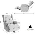 Heynemo Drehbarer Relaxsessel, bequemer Gleiter-Schaukelstuhl mit Kissen und Fußstütze, drehbarer Schaukelstuhl für Schlafzimmer, Kinderzimmer