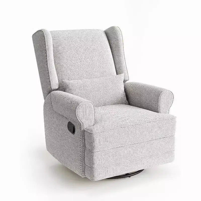Heynemo Drehbarer Relaxsessel, bequemer Gleiter-Schaukelstuhl mit Kissen und Fußstütze, drehbarer Schaukelstuhl für Schlafzimmer, Kinderzimmer