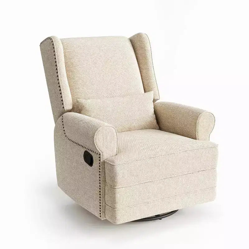 Heynemo Drehbarer Relaxsessel, bequemer Gleiter-Schaukelstuhl mit Kissen und Fußstütze, drehbarer Schaukelstuhl für Schlafzimmer, Kinderzimmer