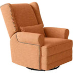 Heynemo Swivel Recliner Chair, Comfy Glider Rocking Chairs with Pillow and Footrest, Swivel Rocking Chair for Bedroom,Nursery