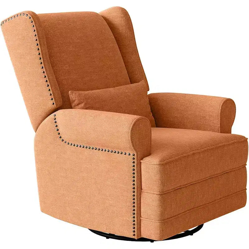 Heynemo Swivel Recliner Chair, Comfy Glider Rocking Chairs with Pillow and Footrest, Swivel Rocking Chair for Bedroom,Nursery