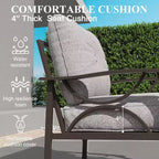 Heynemo Outdoor-Gartenmöbel-Set, 7-teiliges Terrassen-Sitzgruppe mit Beistelltisch und Ottomanen, Metall-Möbel-Set für Veranda, Garten, Hof